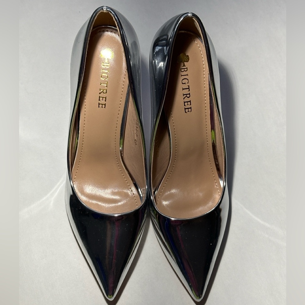 BIG TREE Silver Pointed Toe High Heels